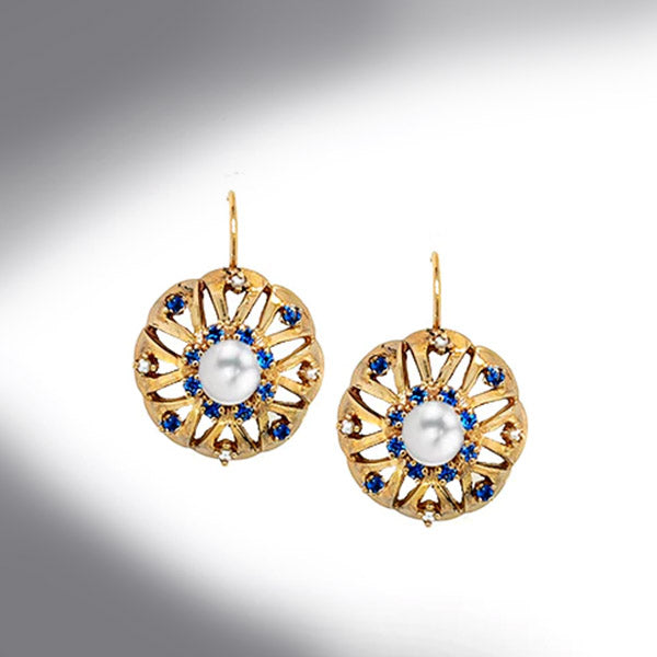 Estate 14k Gold Pearl And Sapphire Earrings – TrueBijoux