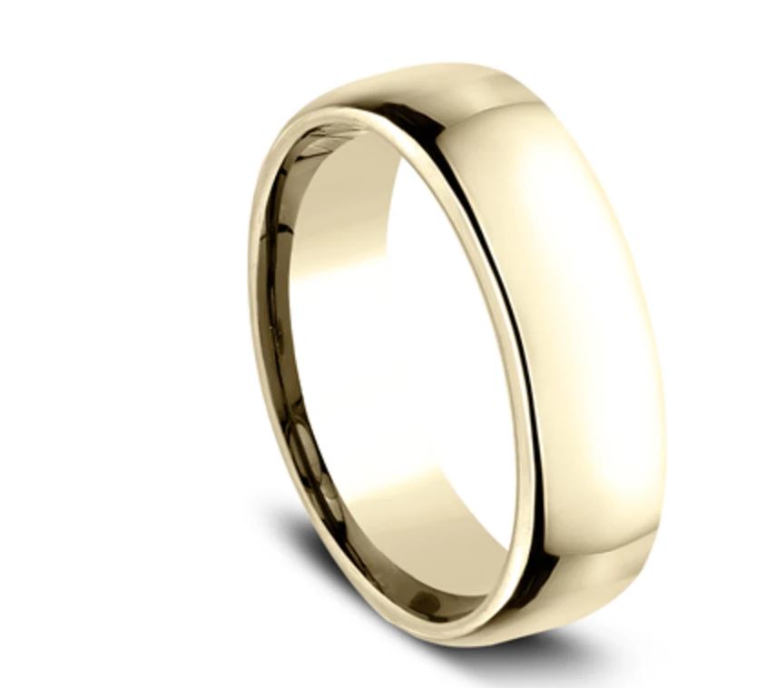 6.5mm 10 karat yellow gold classic ring with a high polish finish