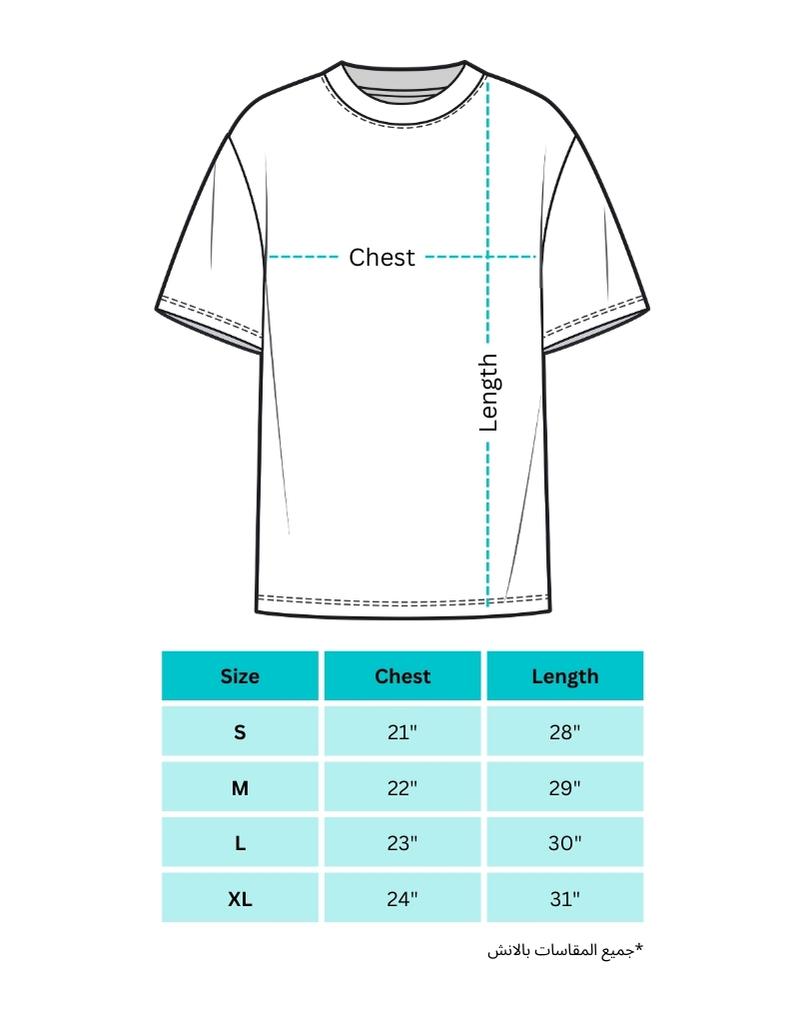 Oversize T-shirt printing size chart