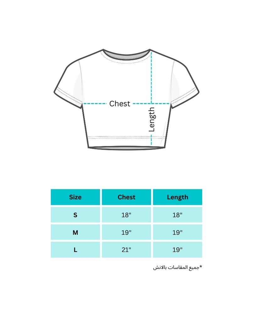 Women's short t-shirt print size chart