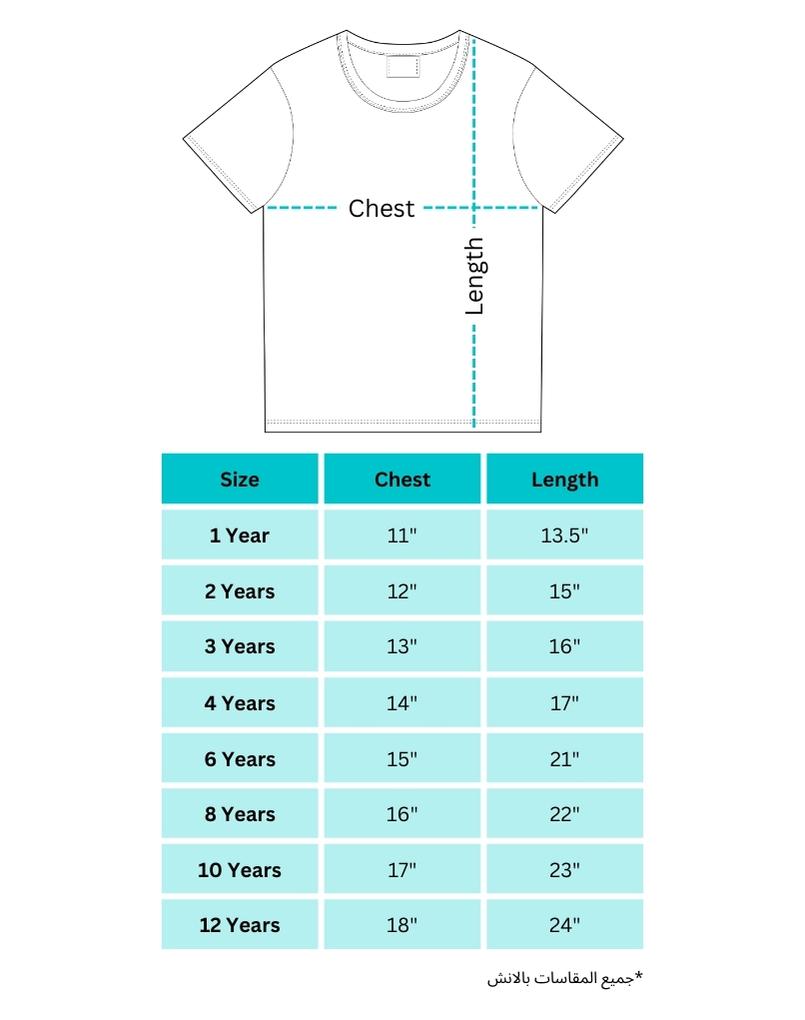 Children's T-shirt printing size chart