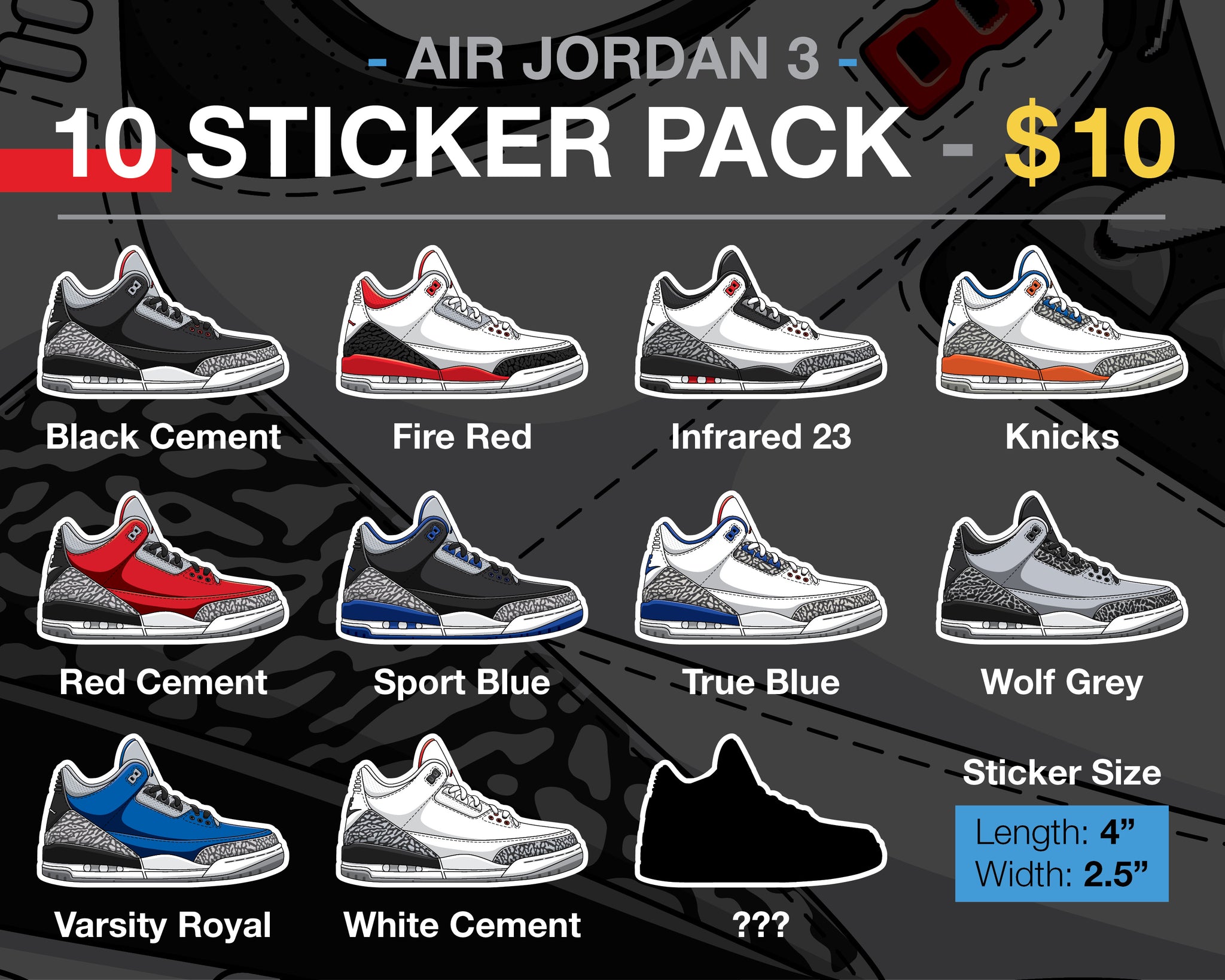Air Jordan 3 Sticker Pack – KicksArt Shop
