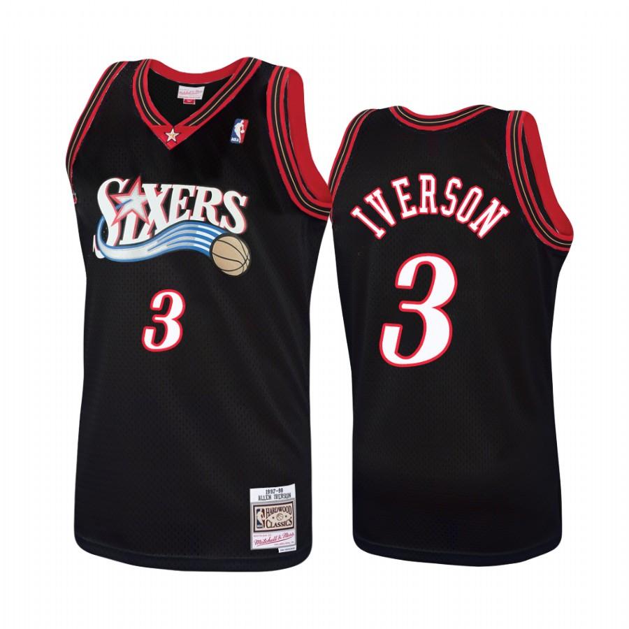 iverson black sixers jersey