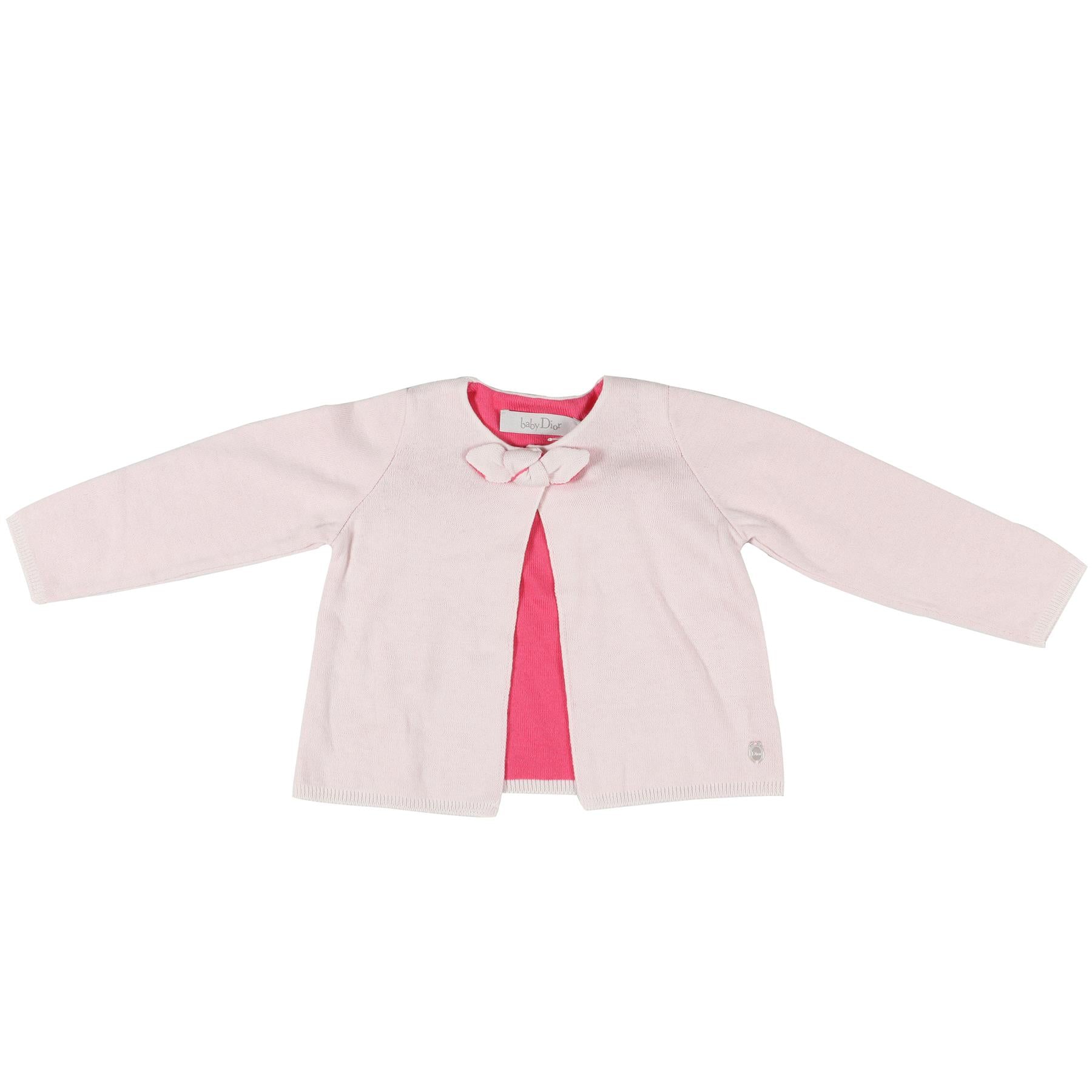 image of CHRISTIAN DIOR PINK BABY GIRLS COTTON CARDIGAN 6 MONTHS