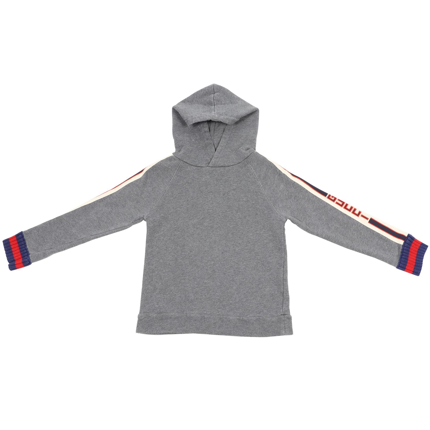 image of GUCCI GREY, NAVY, CREAM AND RED KIDS BOYS COTTON HOODIE 6 YEARS