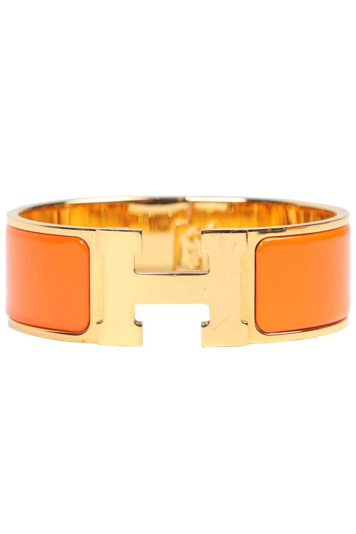 image of HERMÈS ORANGE 2010 CLIC CLAC H 20 MM ENAMEL BRACELET 16 CM