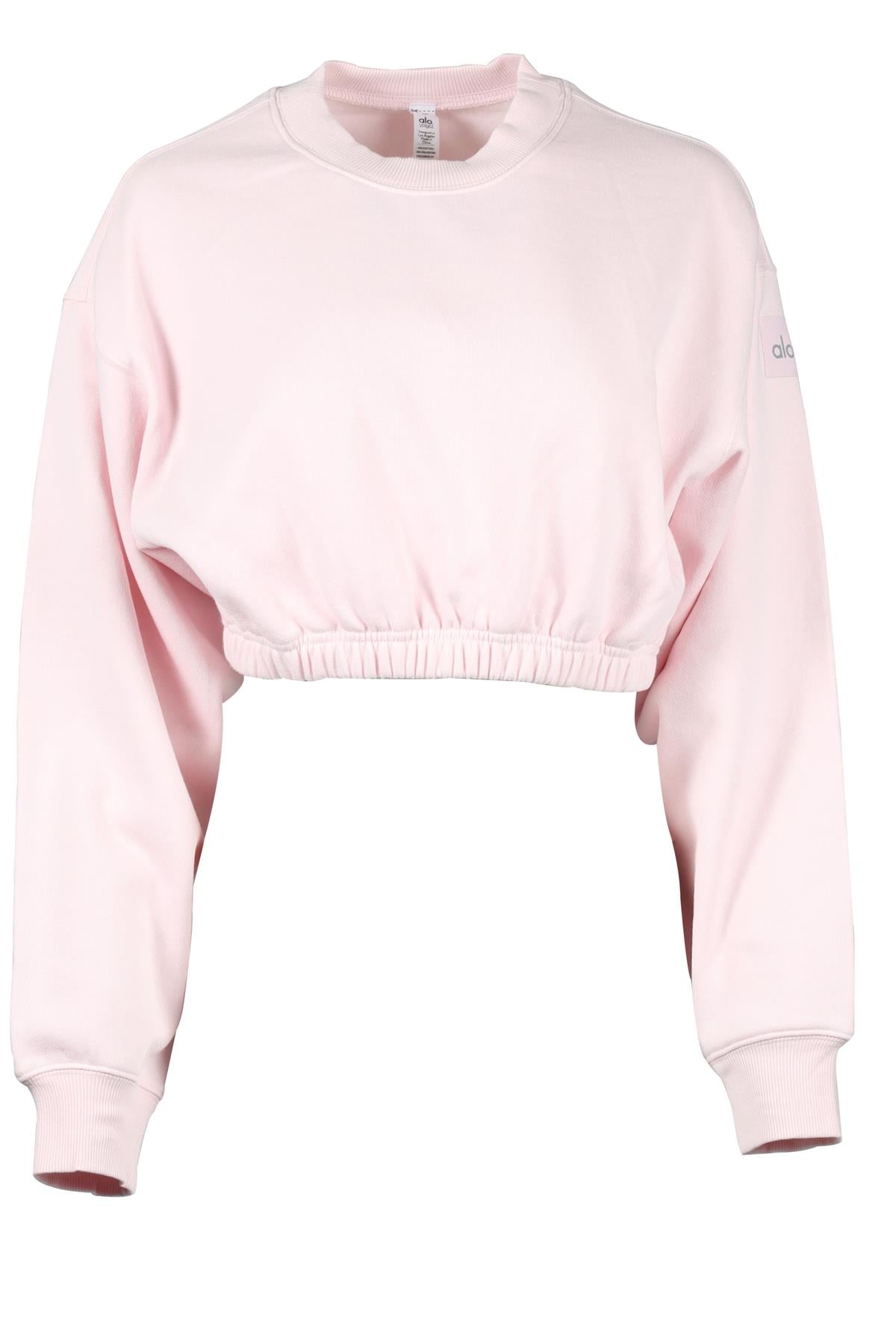 image of ALO YOGA PINK COTTON BLEND SWEATSHIRT SMALL