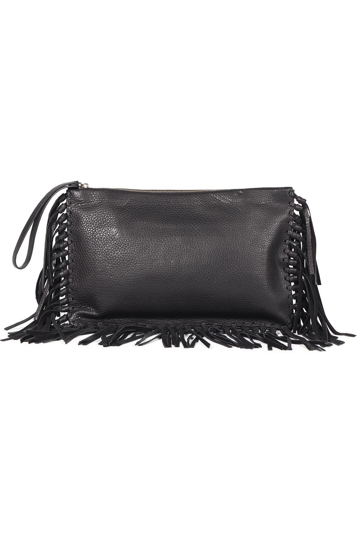 image of VALENTINO GARAVANI BLACK LEATHER CLUTCH