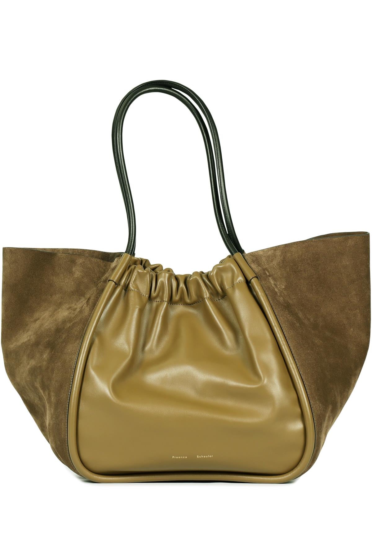 image of PROENZA SCHOULER RUCHED LARGE LEATHER AND SUEDE SHOULDER BAG