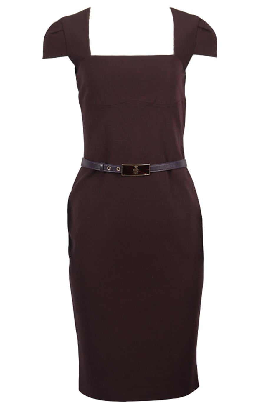 image of EMILIO PUCCI BELTED KNIT MIDI DRESS FR 42 UK 14