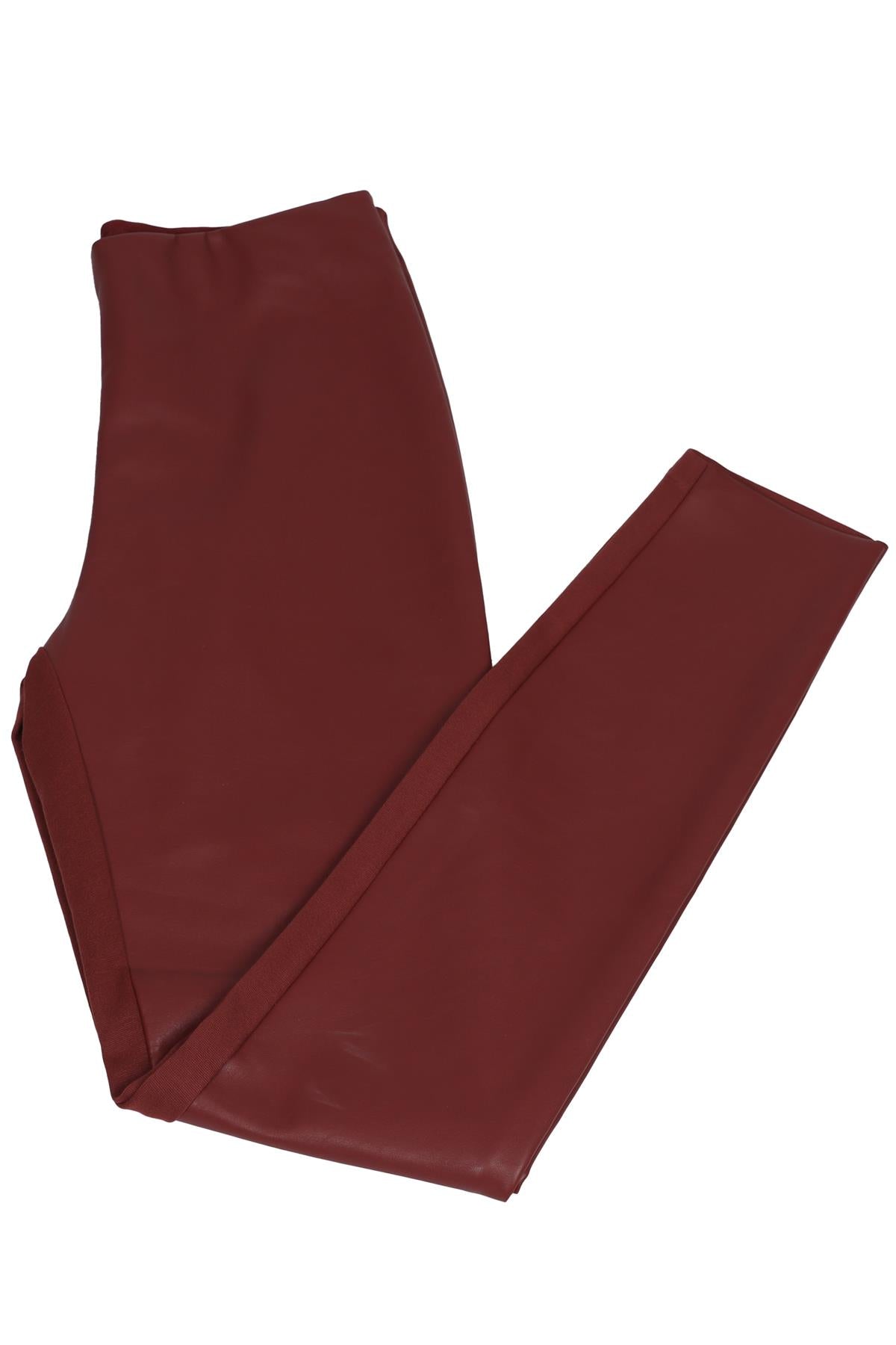 image of WOLFORD RED FAUX LEATHER LEGGINGS UK 8