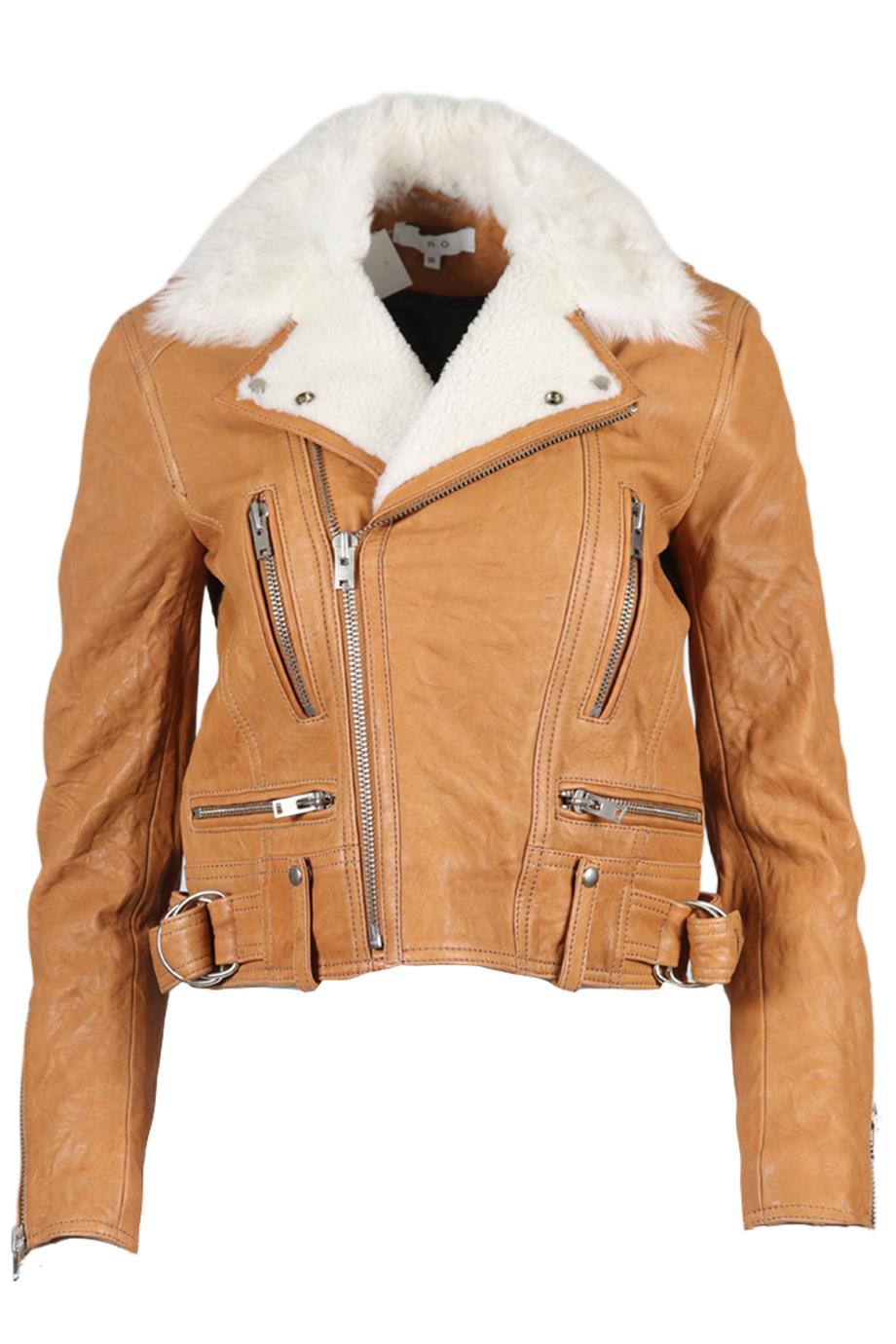 Image of IRO SHEARLING AND LEATHER JACKET FR 36 UK 8