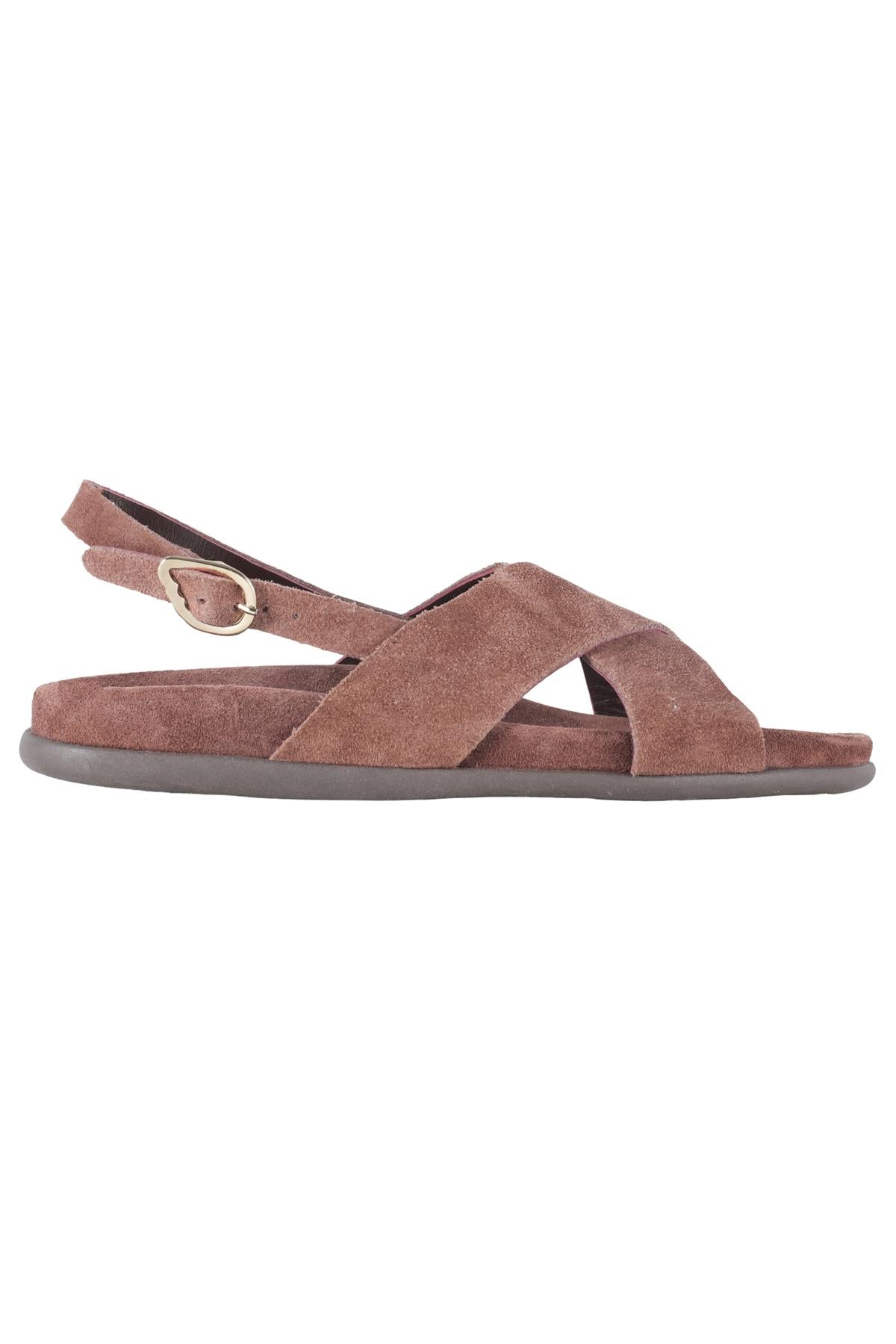 image of ANCIENT GREEK SANDALS BROWN SUEDE SANDALS EU 38 UK 5 US 8