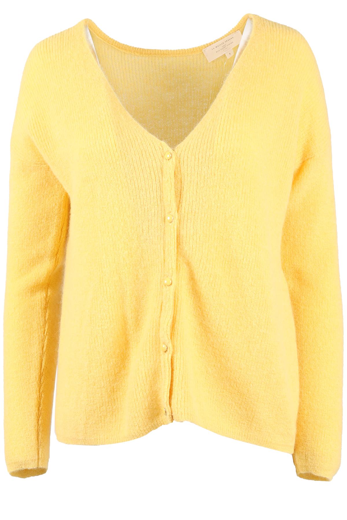 image of SÈZANE YELLOW MOHAIR BLEND CARDIGAN SMALL