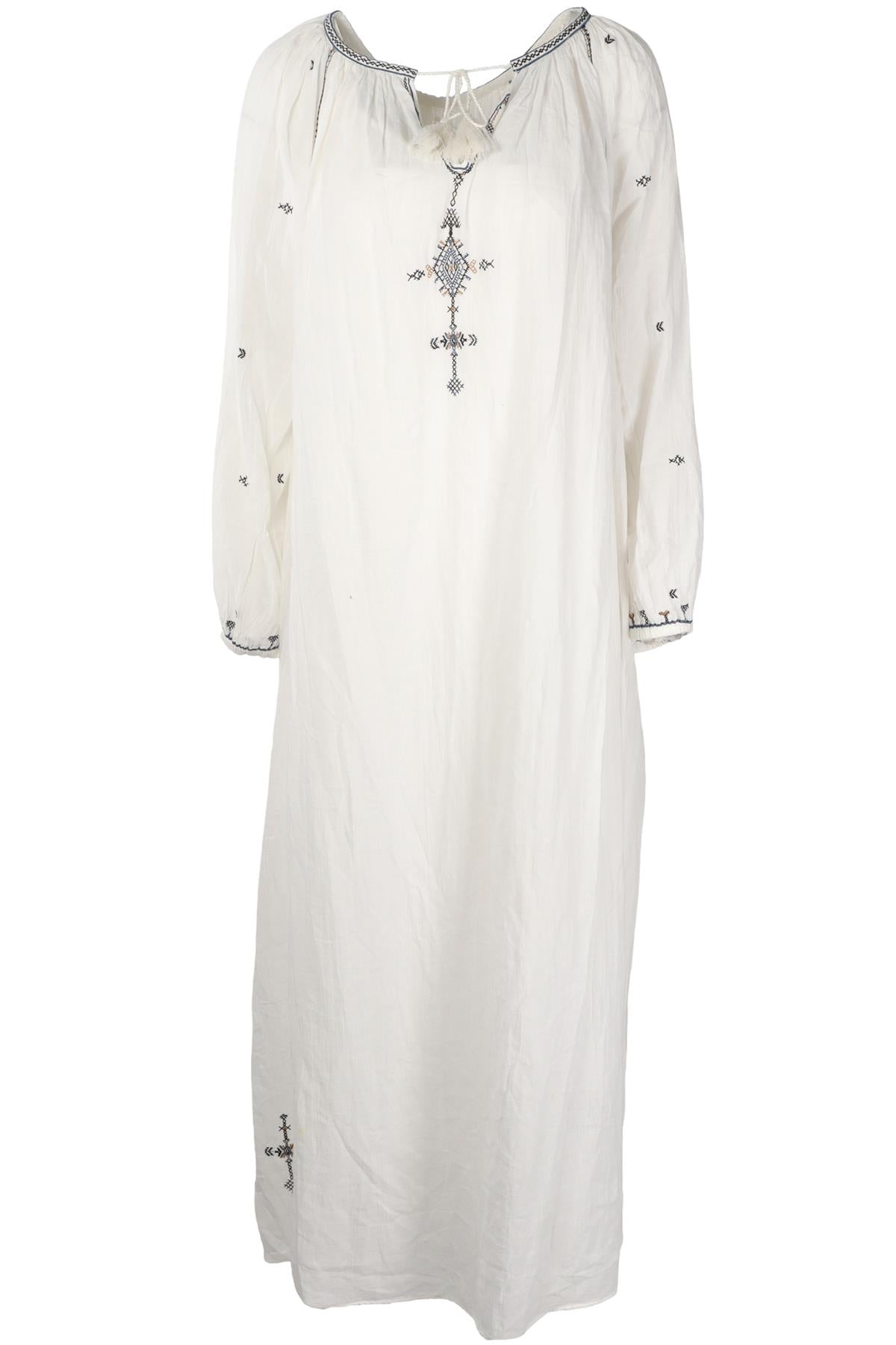 image of ISABEL MARANT ETOILE WHITE COTTON MAXI DRESS FR 36 UK 8