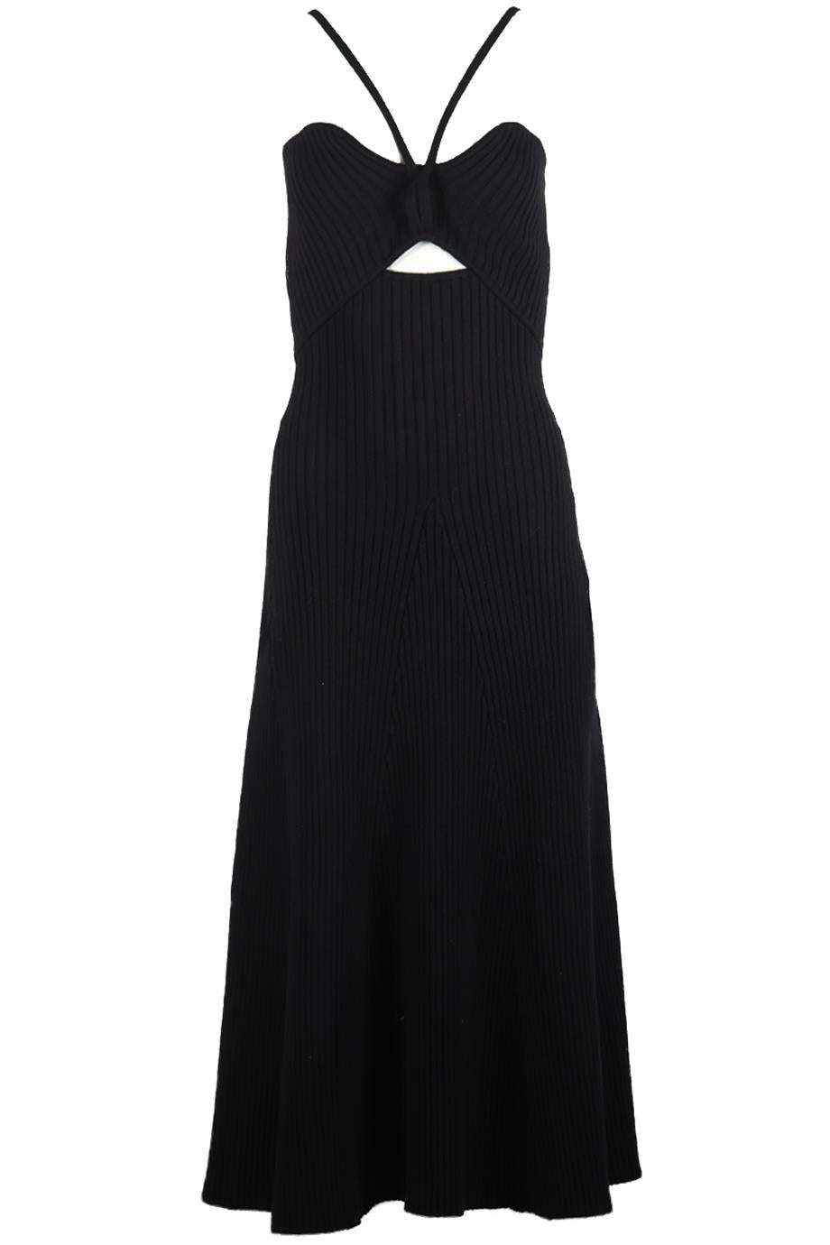 image of ANNA QUAN CUTOUT RIBBED COTTON BLEND MIDI DRESS UK 10