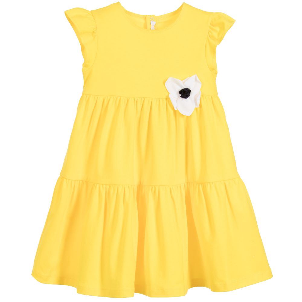 Image of IL GUFO GIRLS YELLOW COTTON JERSEY DRESS 4 YEARS