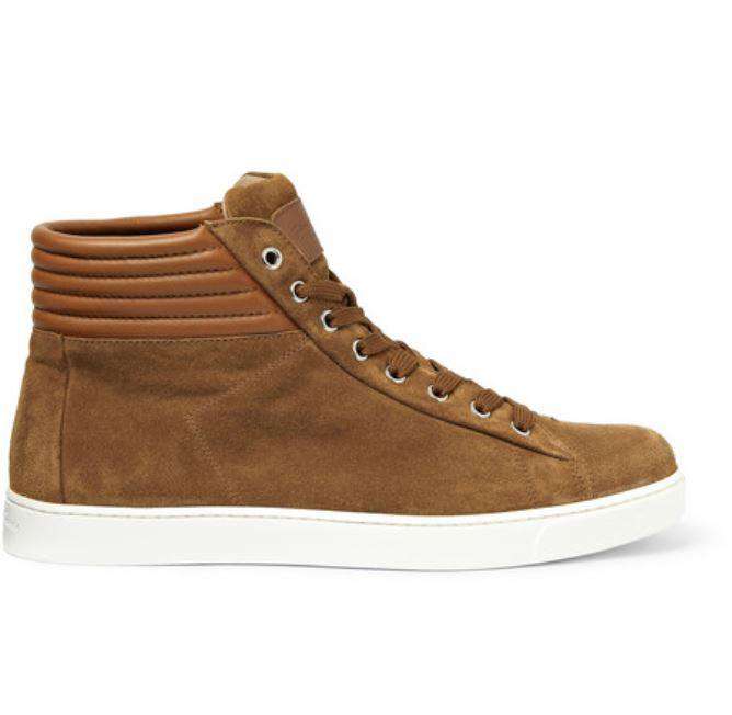 Image of GIANVITO ROSSI BRADY SUEDE AND LEATHER HI-TOP SNEAKERS EU 42 UK 8 US 9