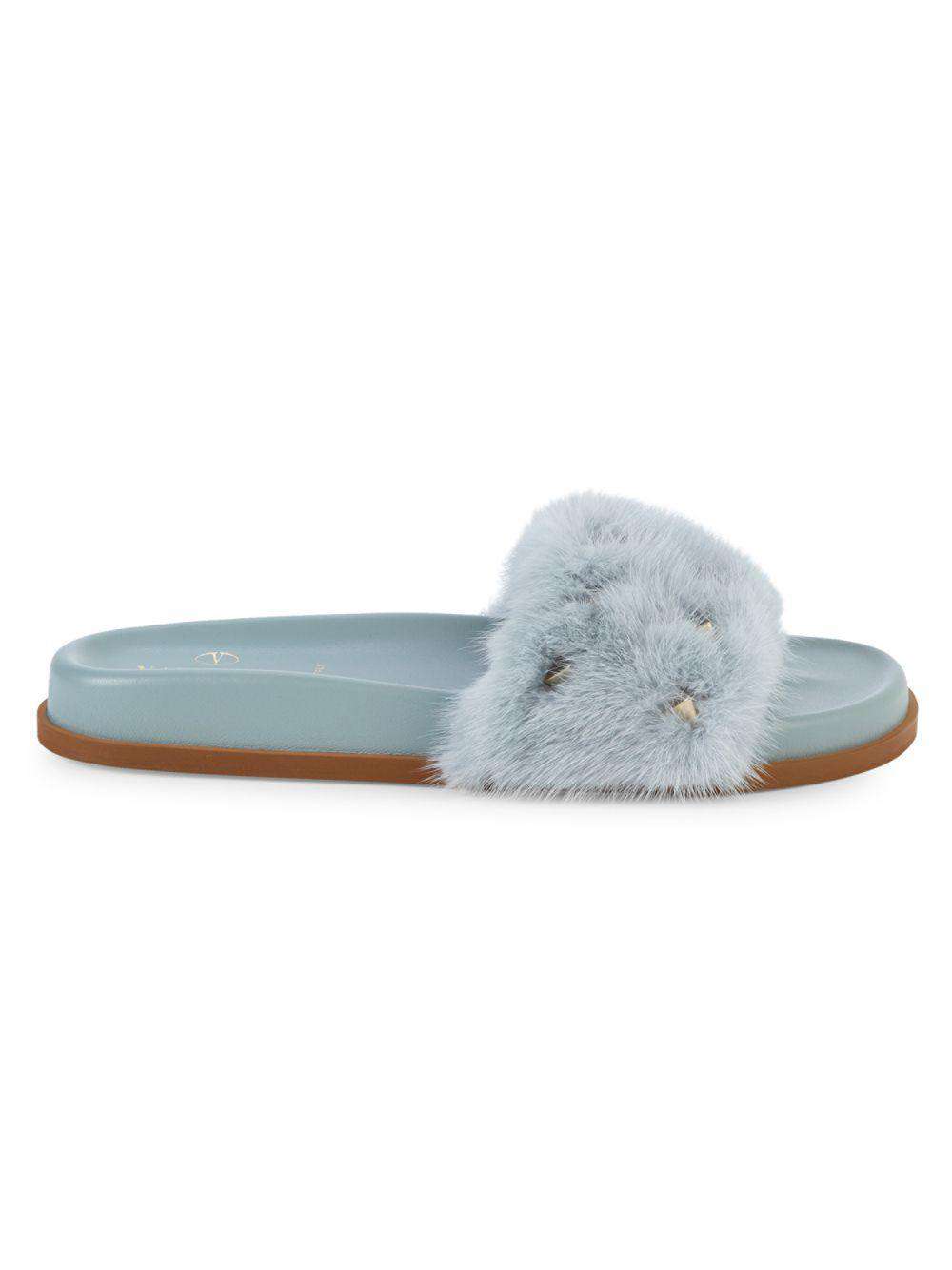 valentino mink fur slides