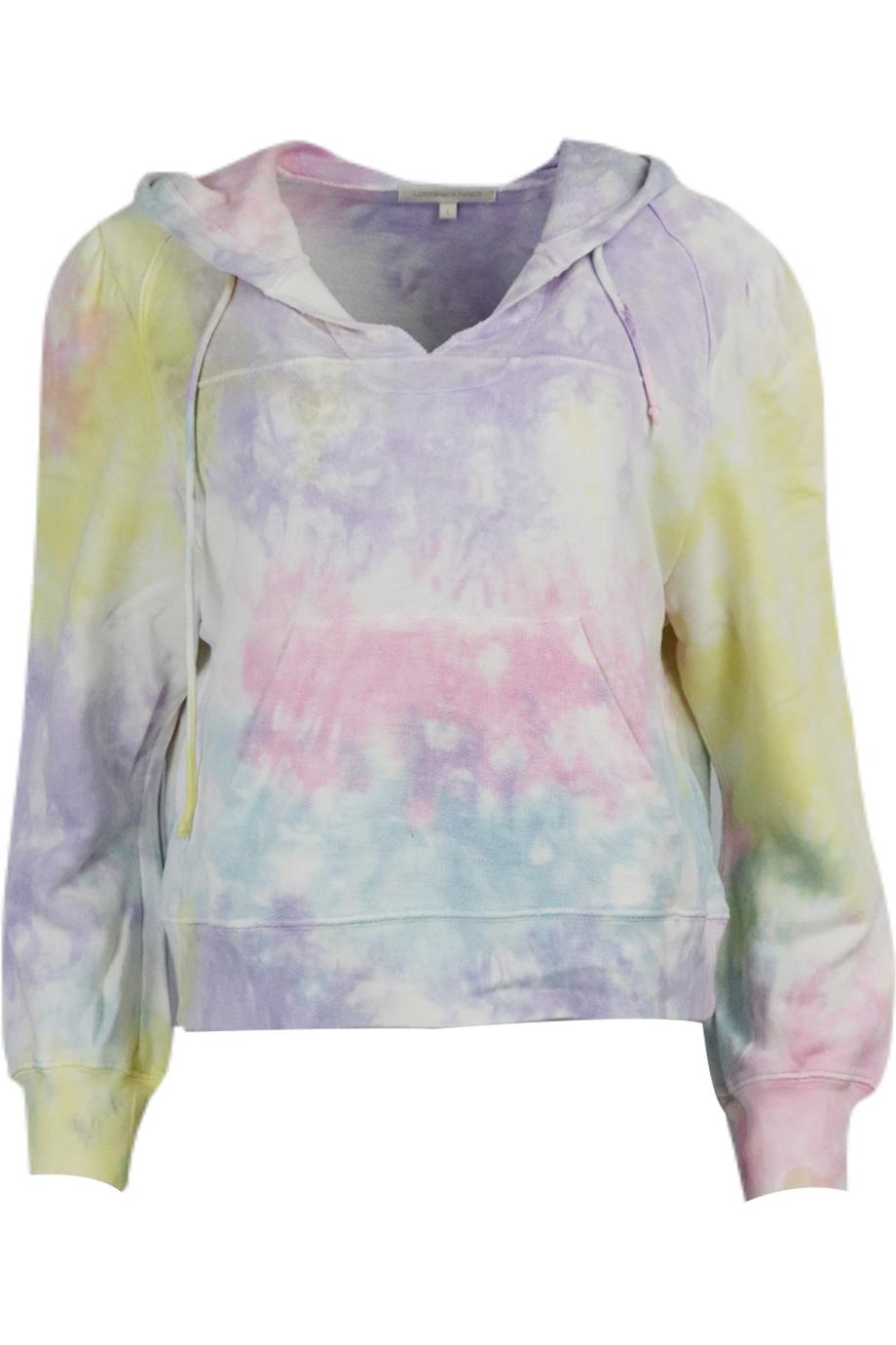 Image of LOVESHACKFANCY CROPPED TIE DYED COTTON JERSEY HOODIE LARGE