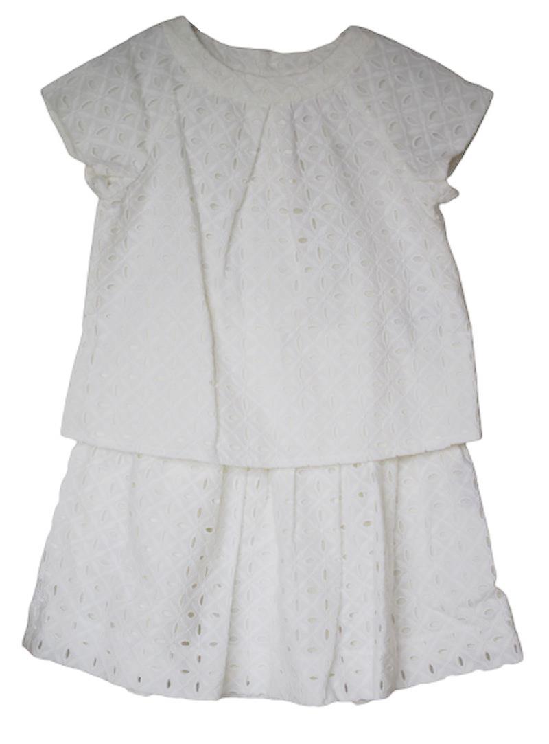 Image of BONPOINT GIRLS IVORY ERIKA TOP & CONCERTO SKIRT 4 YEARS