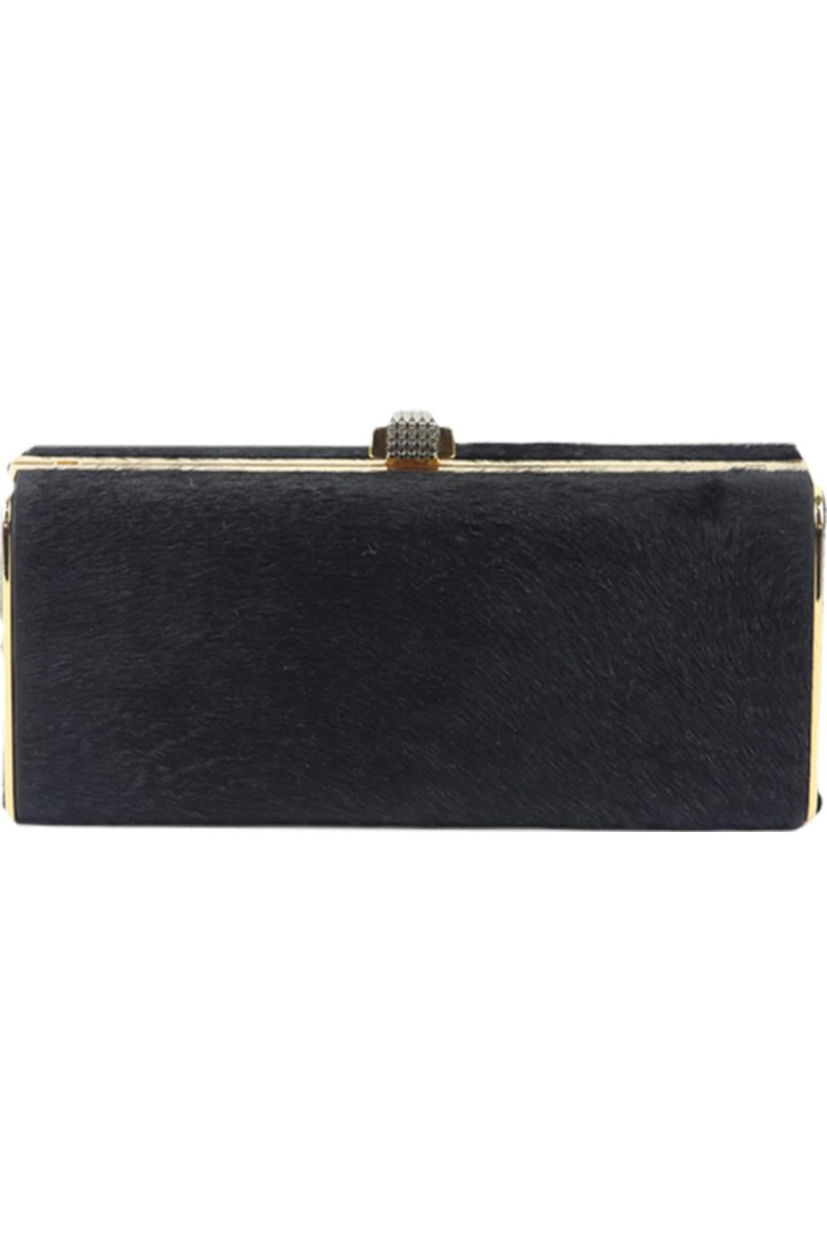 image of STARK CALF HAIR AND LEATHER BOX CLUTCH