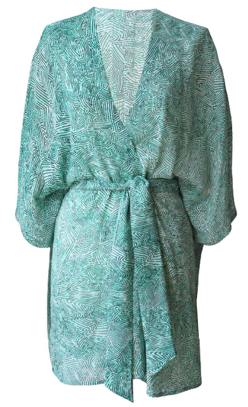 Image of JULIE HARRAH PRINTED SILK ROBE ONE SIZE