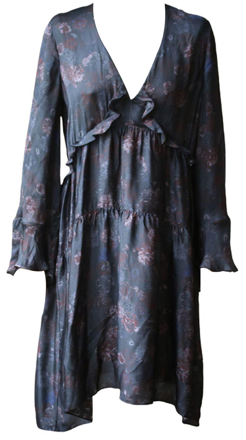 Image of IRO CICLONE PRINTED SILK-SATIN DRESS FR 40 UK 12