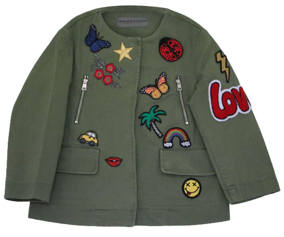 Image of ERMANNO SCERVINO GIRLS GREEN PATCH MILITARY JACKET 4 YEARS