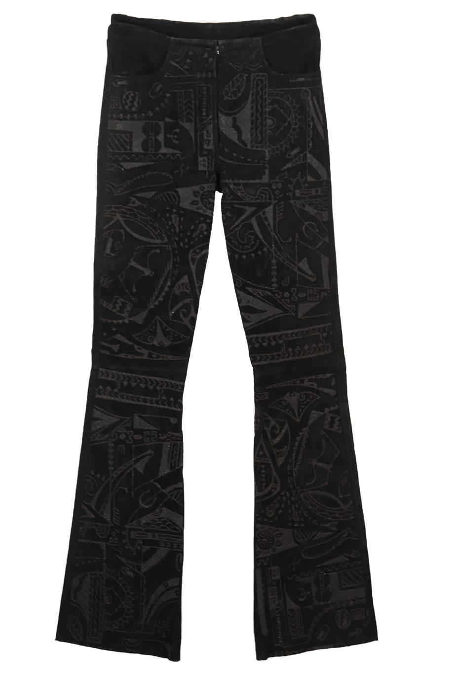 image of JITROIS EMBELLISHED SUEDE FLARED PANTS FR 34 UK 6