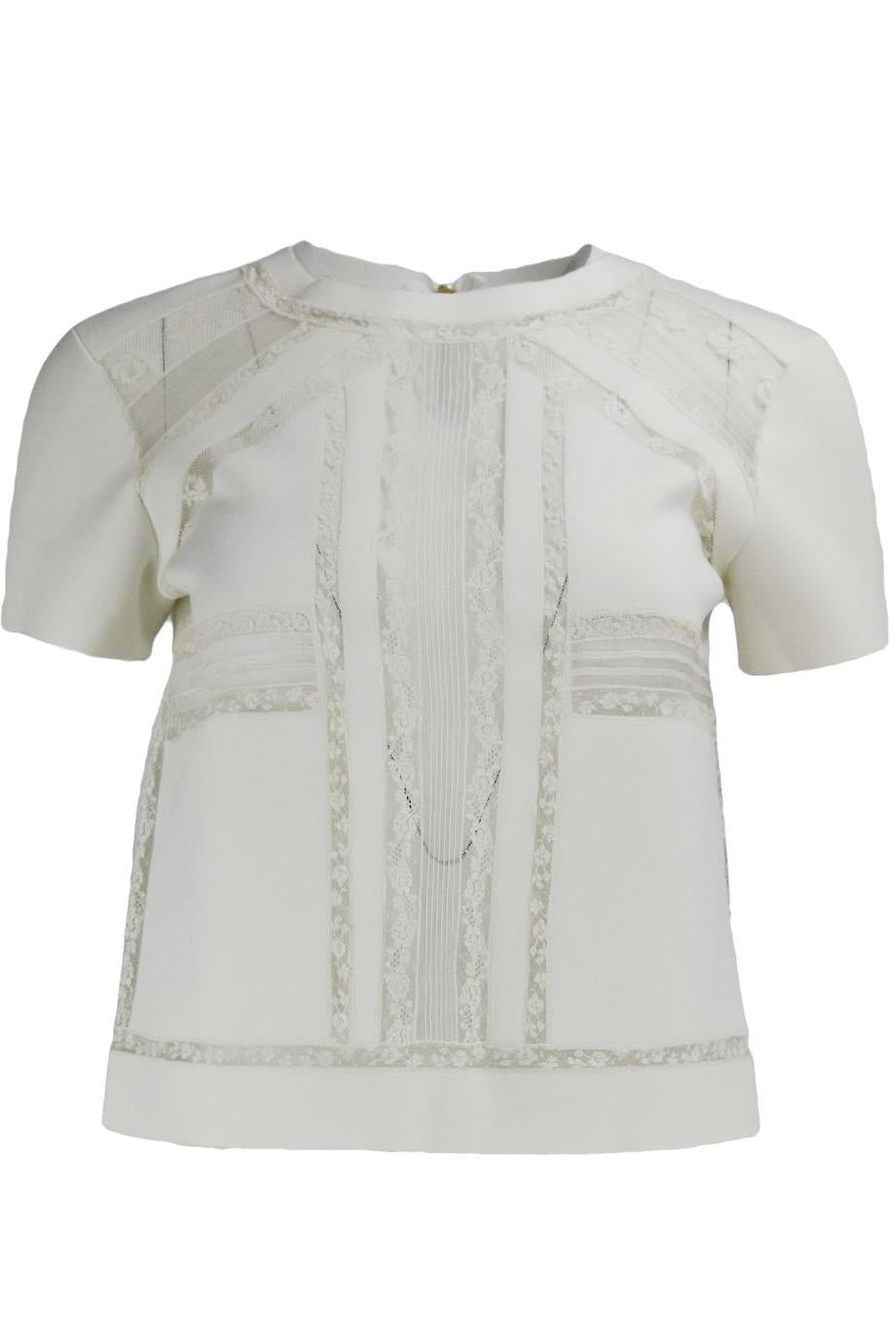 image of ERMANNO SCERVINO CROPPED LACE TRIMMED NEOPRENE TOP IT 40 UK 8