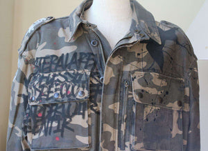 Faith Connexion Camouflage Field Jacket With Graffiti Print Small Nikki Bradford