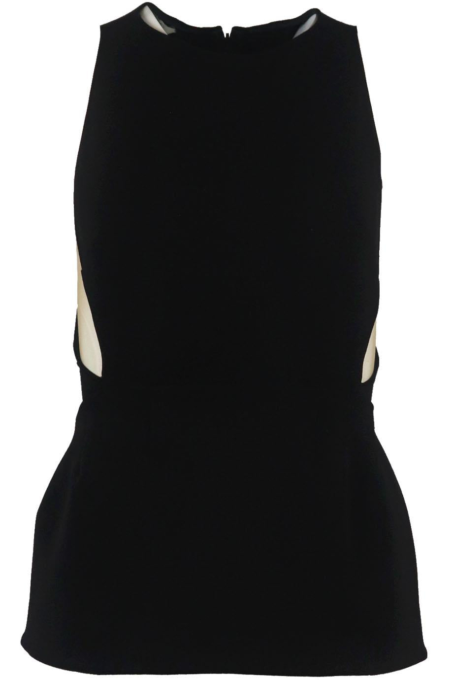 image of STELLA MCCARTNEY TULLE PANELED STRETCH CREPE TOP IT 36 UK 4