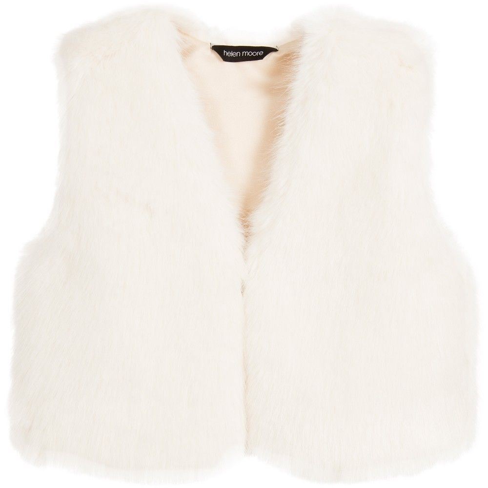 image of HELEN MOORE GIRLS ERMINE WHITE FAUX FUR WAISTCOAT GILET 4-6 YEARS