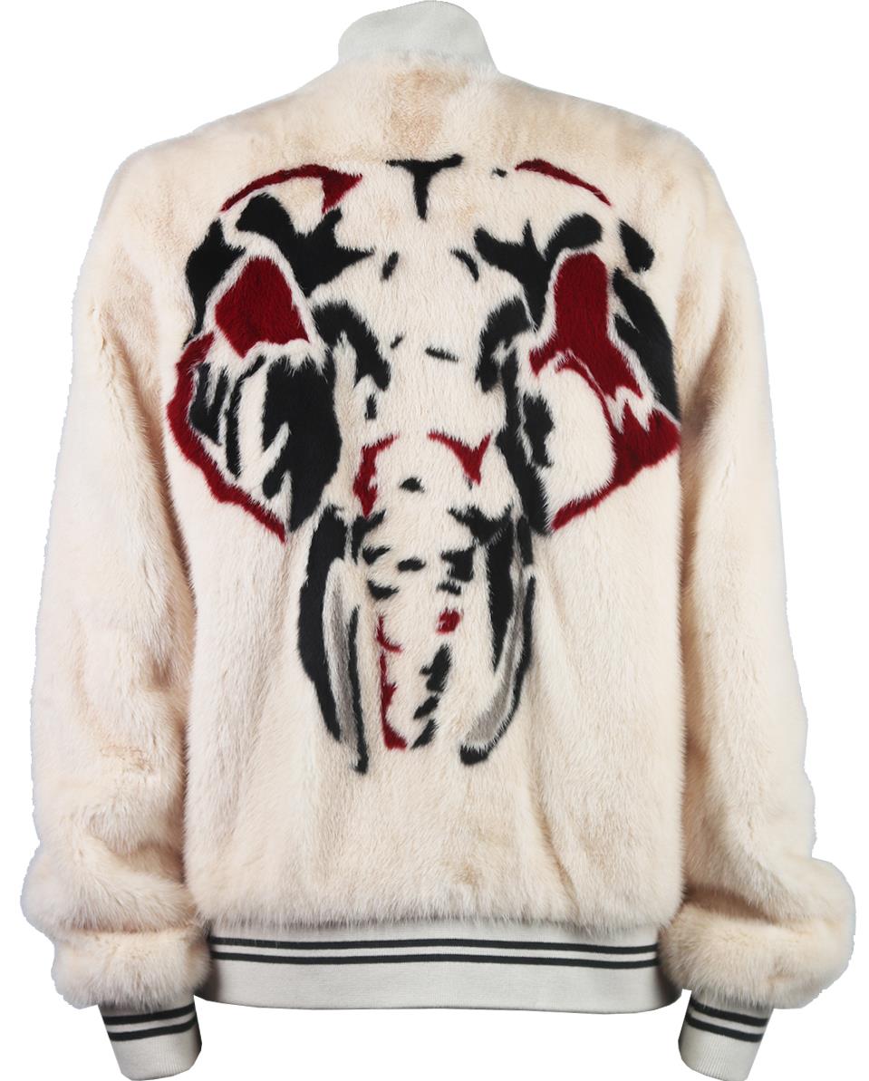 Image of YVES SALOMON OVERSIZED PRINTED MINK FUR BOMBER JACKET FR 36 UK 8