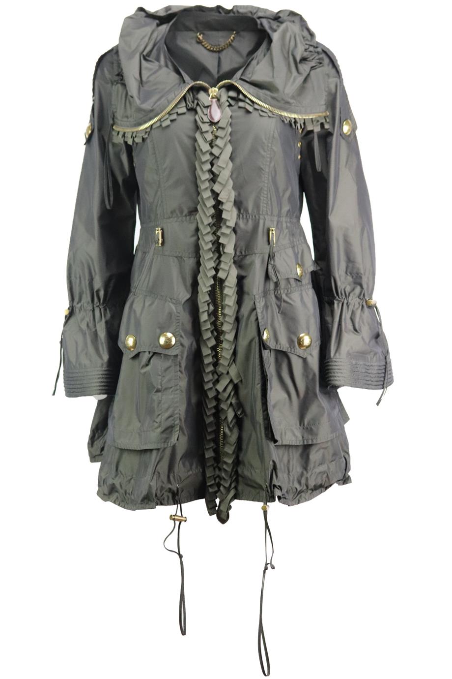 image of BURBERRY OVERSIZED FRINGED SHELL COAT IT 36 UK 4