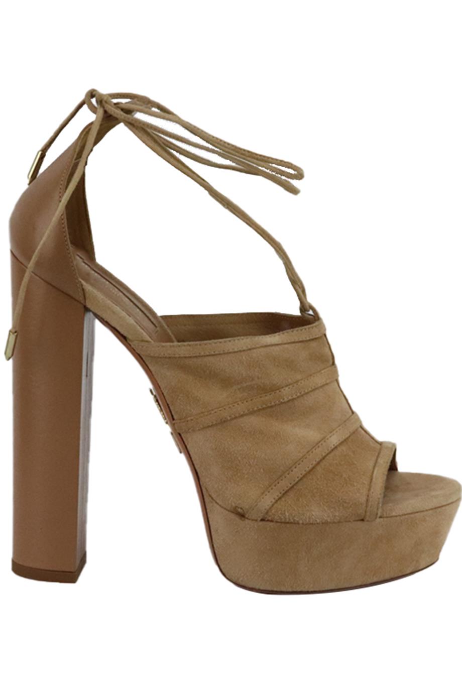 Image of AQUAZZURA SUEDE AND LEATHER PLATFORM SANDALS EU 41 UK 8 US 11