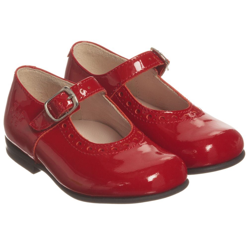 image of IL GUFO GIRLS RED PATENT LEATHER SHOES EU 23 UK 6