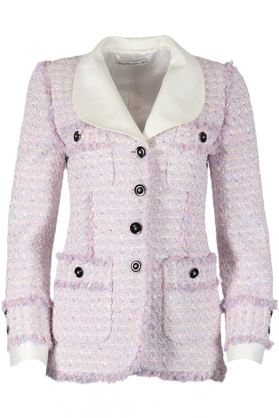 image of ALESSANDRA RICH TWEED COTTON BLEND BLAZER IT 42 UK 10