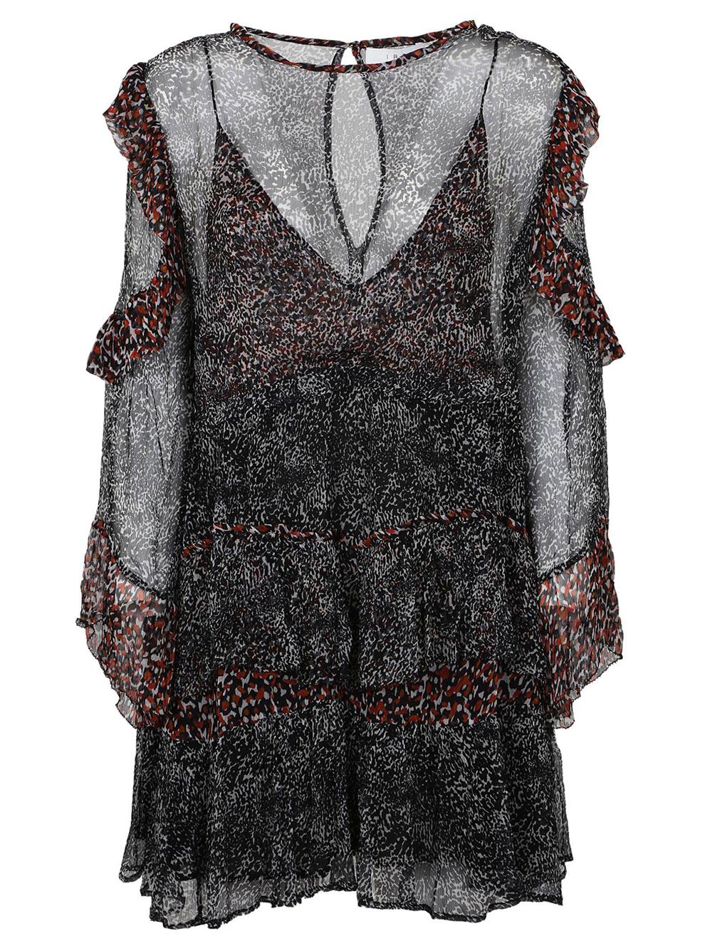 image of IRO TRILLIE PRINTED CHIFFON MINI DRESS FR 40 UK 12