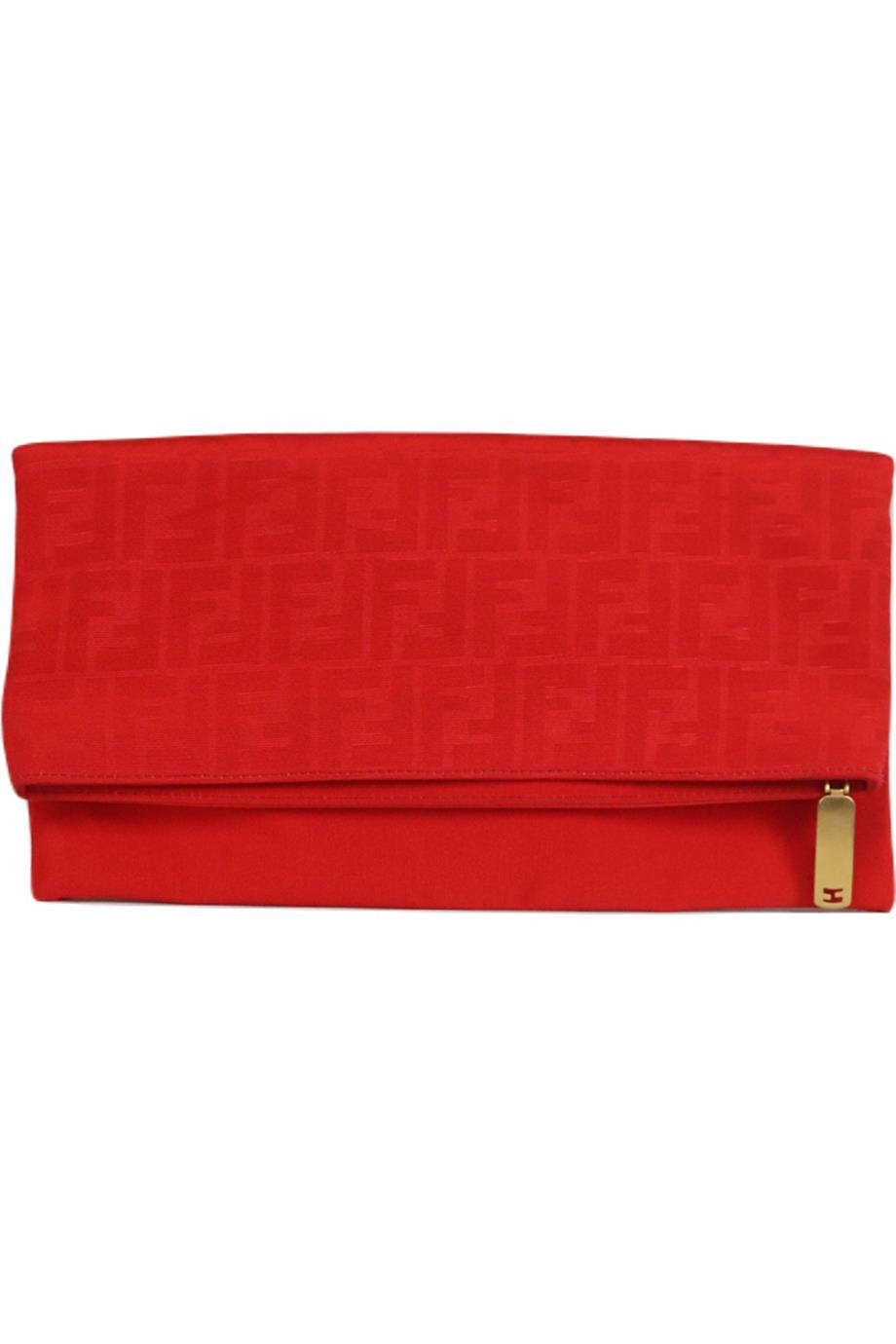 image of FENDI CHAMELEON FF JACQUARD GROSGRAIN CLUTCH