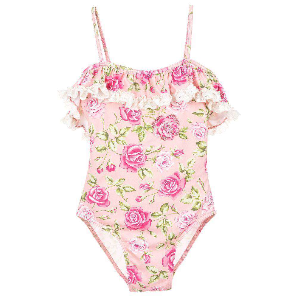 image of SELINI ACTION KIDS GIRLS ROSE PRINT SWIMSUIT 6 YEARS