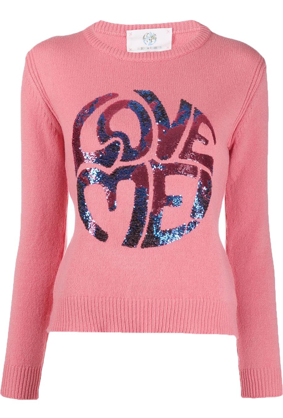 image of ALBERTA FERRETTI LOVE ME CASHMERE KNITTED SWEATER IT 44 UK 12