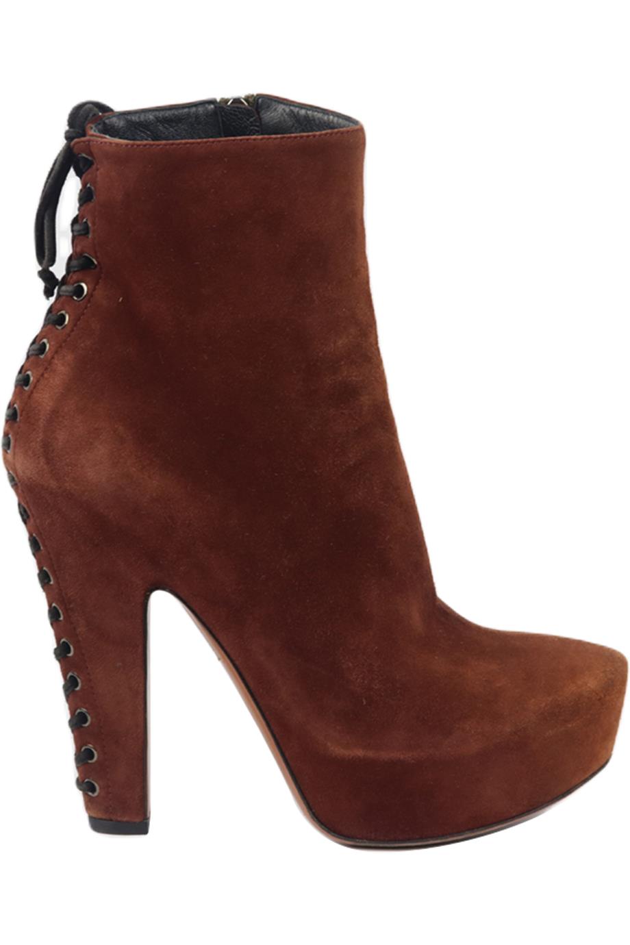 Image of AZZEDINE ALAÏA SUEDE PLATFORM ANKLE BOOTS EU 39.5 UK 6.5 US 9.5