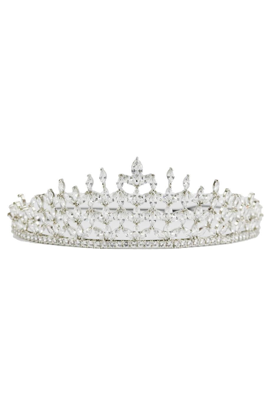 Image of UNKNOWN BRAND SILVER TONE CRYSTAL BRIDAL CROWN