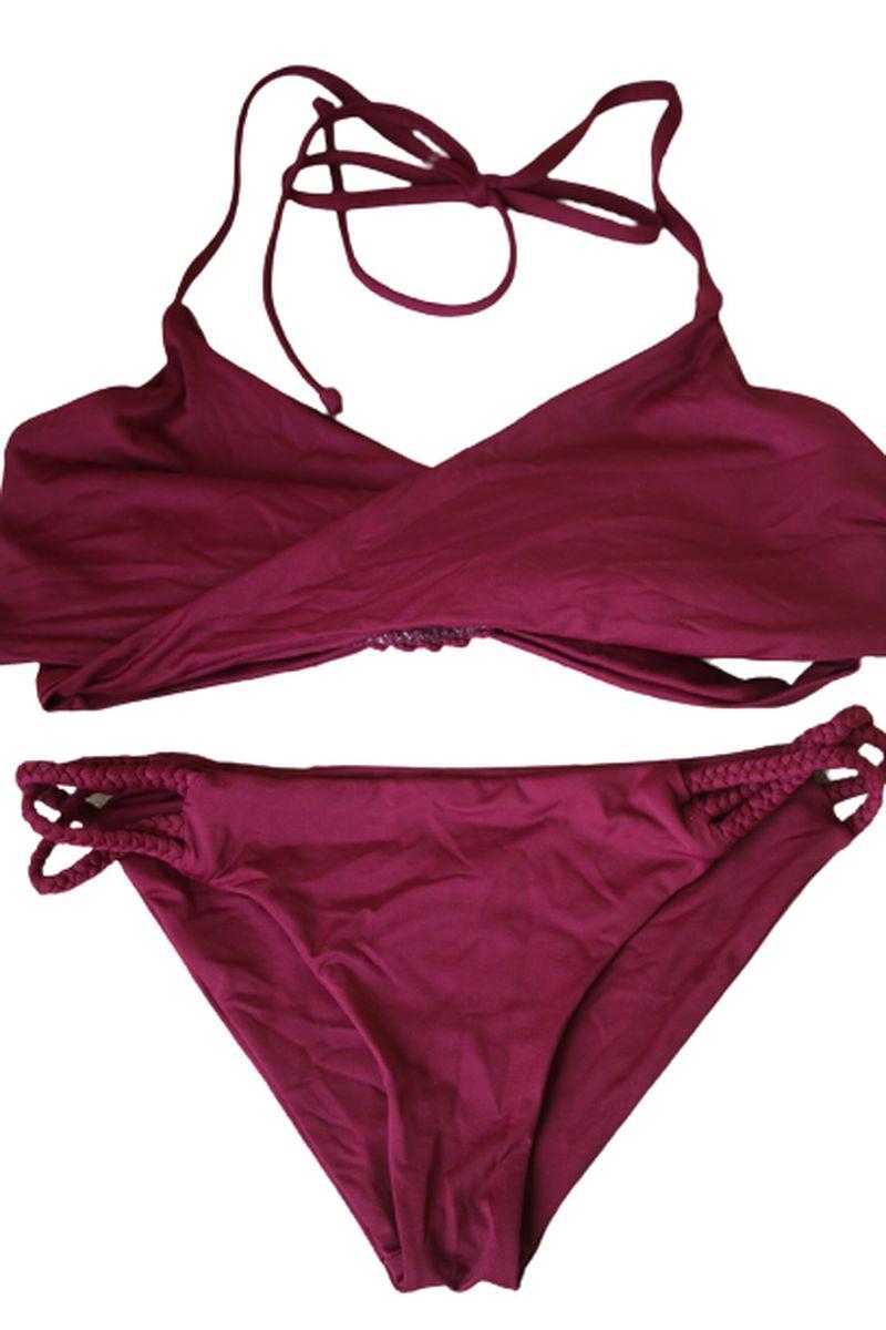 image of FRANKIES BIKINIS MAROON MALIA BIKINI SMALL/MEDIUM