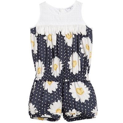 Image of MONNALISA BABY DAISY AND POLKA DOT PLAYSUIT 2 YEARS