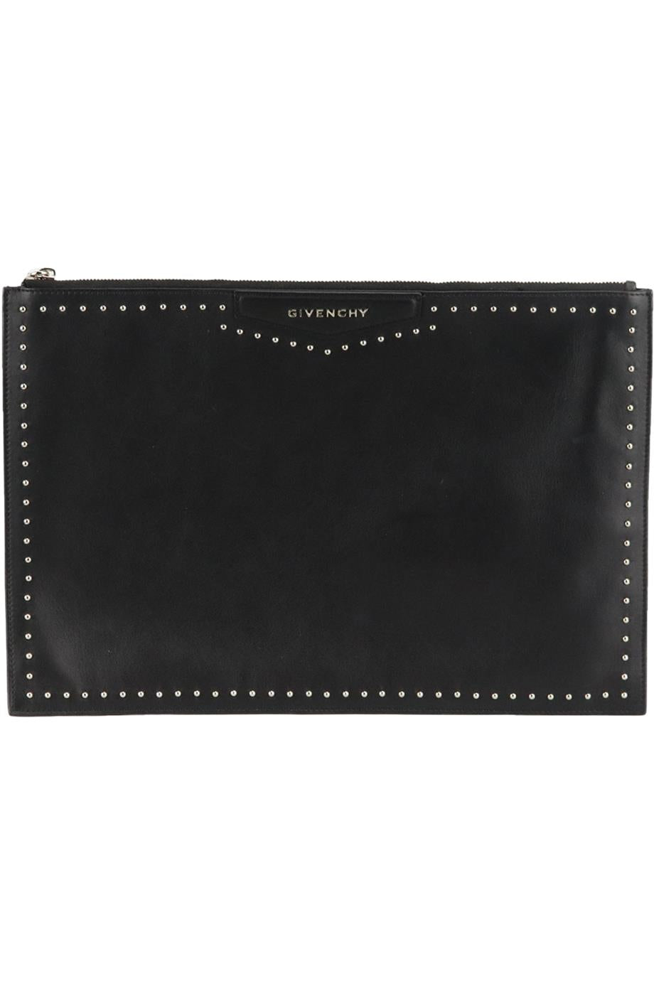 image of GIVENCHY ANTIGONA LARGE STUDDED LEATHER CLUTCH