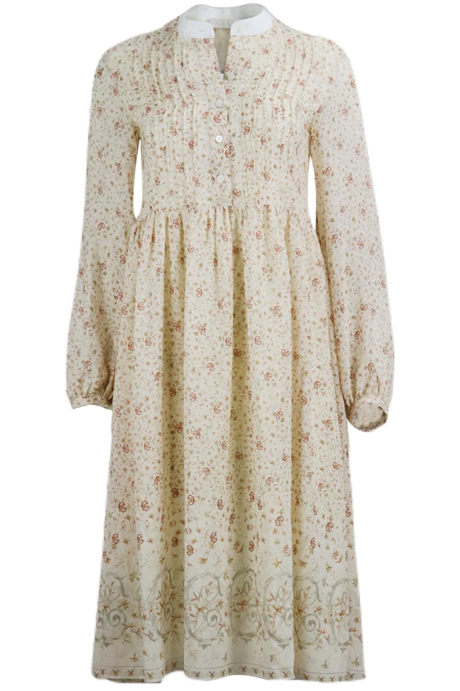 image of CHLOÉ FLORAL PRINT SILK MIDI DRESS FR 34 UK 6