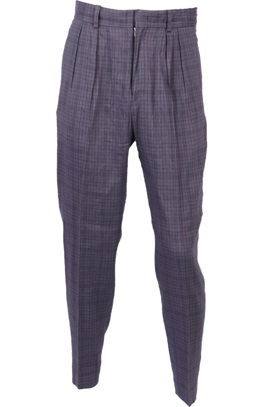 image of ISABEL MARANT MEN'S CHECKED LINEN BLEND PANTS FR 36 W28